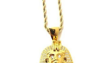 18kt Gold Plated Pharaoh's Head Pendant With 18kt Gold Plated Necklace