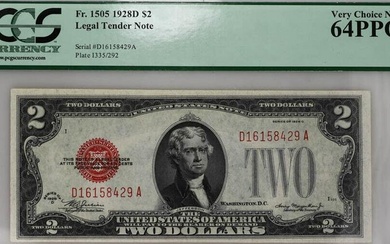 1928D $2 Legal Tender Note PCGS 64PPQ Very Choice New