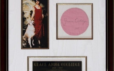 1933 Grace Ann Coolidge Signed and Dated Annotated Ephemera