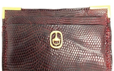 1970s GUCCI Red Animal Skin and 18K Yellow Gold Card