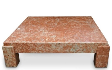 1970s Rosso Asiago Marble Travertine Coffee Table