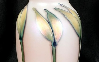 1986 Charles Lotton Opalescent Floral Vase