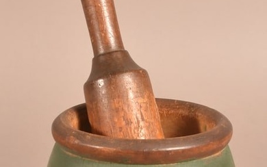 19th C. Turned Wood Mortar and Pestle.