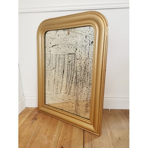 19th C. gilt wall mirror with original distressed plate {90 ...