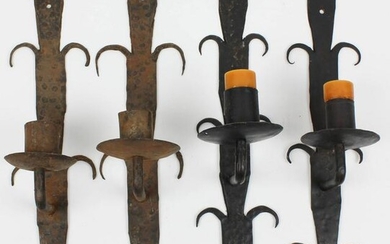 19th c French Wrought Iron Candle Sconces