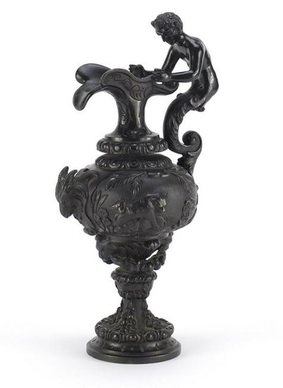 19th century classical patinated bronze ewer with