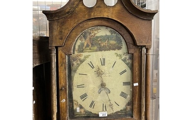19th century oak case Welsh 30 hour long case clock, the fac...