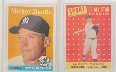 (2) 1958 Topps Mickey Mantle Baseball Cards