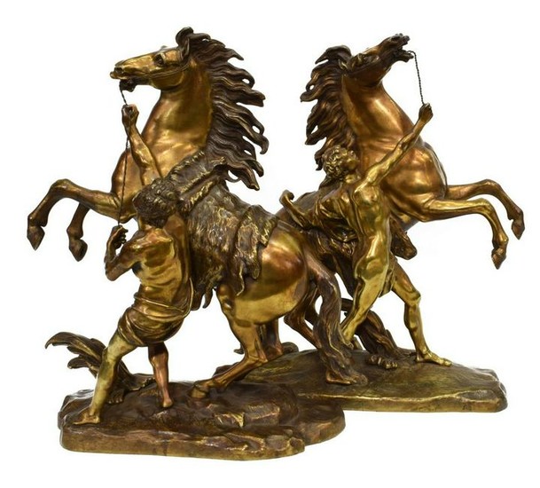 (2) FRENCH BRONZE MARLY HORSES AFTER COUSTOU