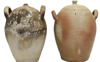 (2) FRENCH PROVINCIAL EARTHENWARE OIL JUGS