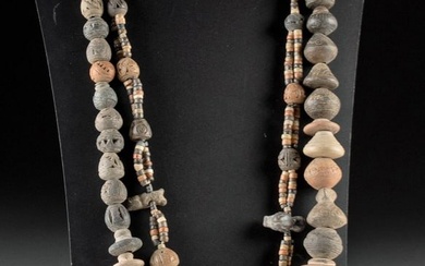 2 Necklaces w/ Ecuadorian Spindle Whorls & Beads