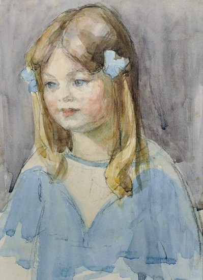 20th Century English School. A Bust Portrait of a Young
