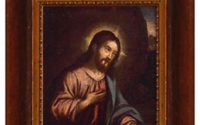 VENETIAN SCHOOL Christ in prayer Oil on canvas, cm. 35x29....