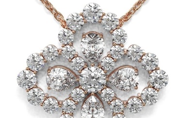 2.5 ctw Pear Cut Diamond Designer Necklace 18K Rose Gold