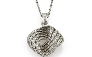 2.50ct Pave Diamond Swirl Pendant Necklace 18K Gold