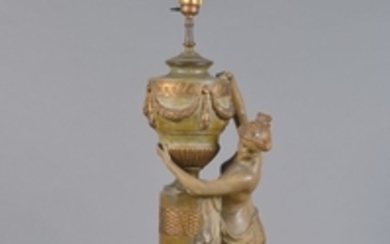 Large lamp stand, Goldscheider, around 1900, female...
