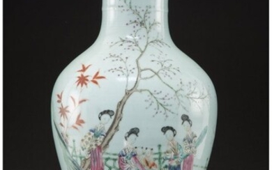 28012: A Chinese Enameled Porcelain Vase 17 inches (43.