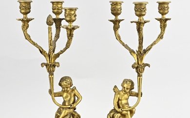 2x French candle holder, H 43 cm.