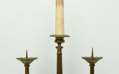 Group of Three Brass Candlesticks