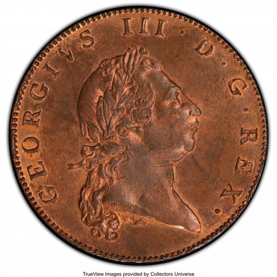 31212: British Colony. George III Penny 1793 MS64+ Red