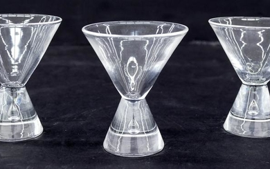 3pc Steuben Crystal Tear Drop Martini Glasses 4''.