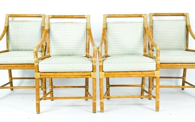 (4) MCGUIRE RATTAN TARGET-BACK DINING ARMCHAIRS