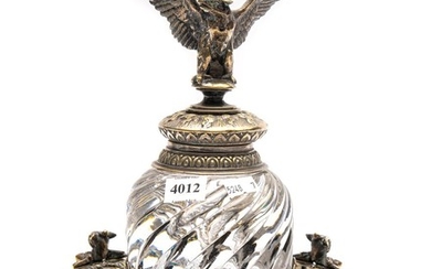 AN ORNATE GERMAN BRONZE INK WELL WITH EAGLE MOTIF