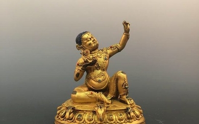 Chinese Gilded-Gold Bronze Buddhist Statue