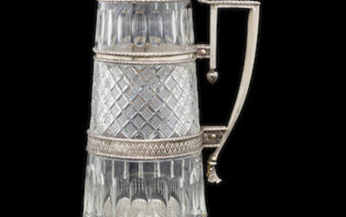 A monumental silver-mounted cut-glass decanter in Neo-classical style