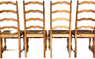 (6) FARMHOUSE LADDER BACK DINING CHAIRS