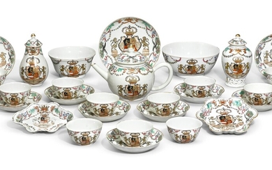 A Chinese export armorial famille-rose tea set with the coat-of-arms of the House of Orange Qing dynasty, circa 1747