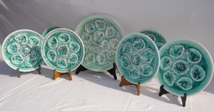 7 PC. FRENCH GLAZED FAIENCE OYSTER SERVICE