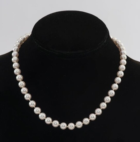7 mm Cultured Pearl Necklace With 14K Gold Clasp