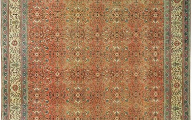 7 x 9 Antique Persian Tabriz Rug FADED CORAL