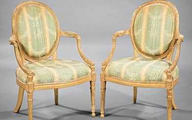 Louis XVI-Style Giltwood Fauteuils
