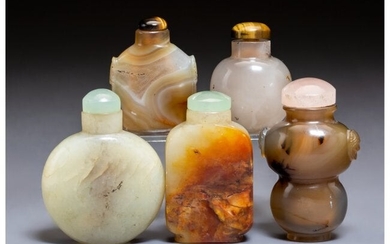 78012: A Group of Five Chinese Hardstone Snuff Bottles