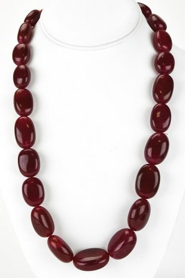 800 Carat Ruby Necklace w Tumbled Beads