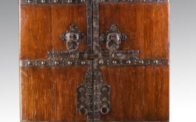 (2) 18th century Chinese elm and iron couryard doors