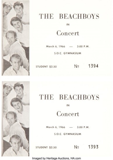 89512: The Beach Boys SOC Gymnasium Unused Concert Tick