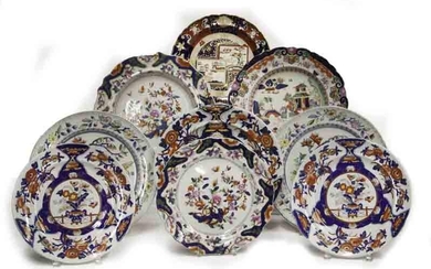 (9) Large antique Mason's chargers in Imari colors