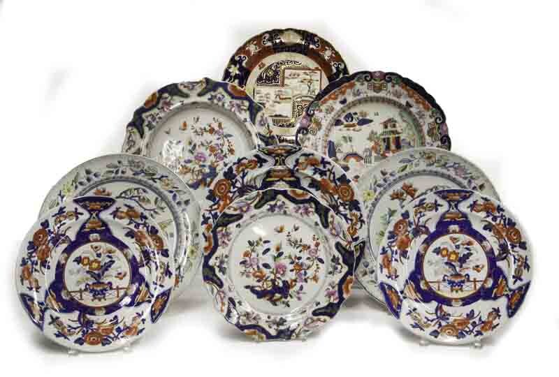 (9) Large antique Mason's chargers in Imari colors