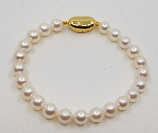 925 Silver - Top grade 7x7.5mm Akoya Pearls - Bracelet