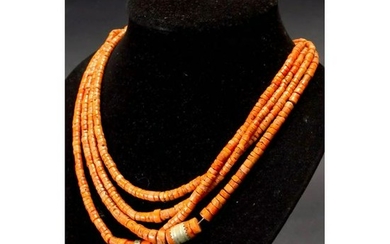 102 g. Vintage natural red coral necklace antique