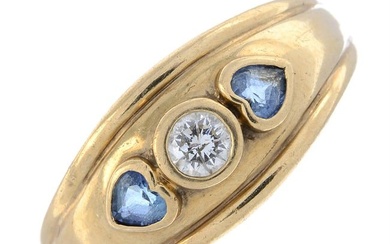 9ct gold sapphire & diamond dress ring