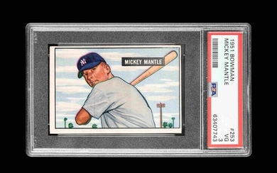 A 1951 Bowman Mickey Mantle Rookie Baseball Card No.