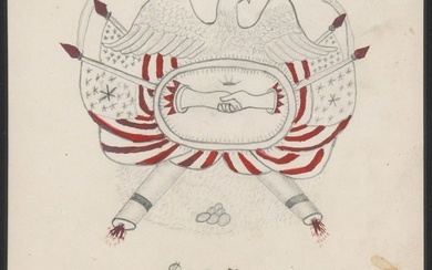 A 19C. PATRIOTIC MOTIF TATTOO DESIGN WITH CLASPED HANDS