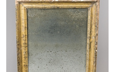 A 19TH CENTURY GILT WALL MIRROR WITH HEAVILY FOXED ORIGINAL ...