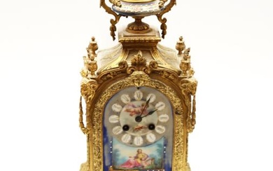 A 19th Century French gilt Louis XVI mantle clock on...