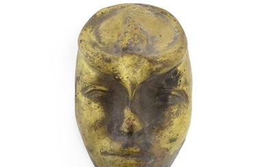 A 20thC bronze mask / plaque modelled as a face. Approx. 7 1...