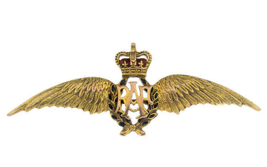 A 9ct gold 1960's enamel RAF brooch.